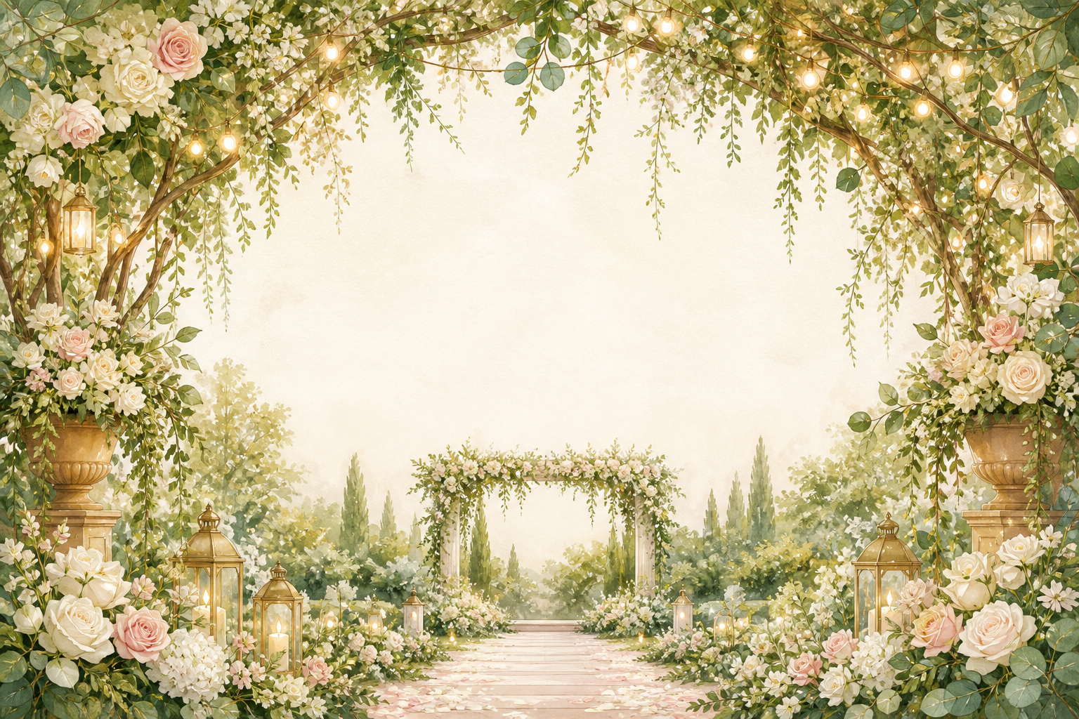 Elegant floral garden wedding-card design